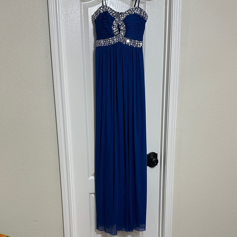City Triangles Royal Blue Gown with Silver Detailing
